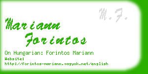 mariann forintos business card